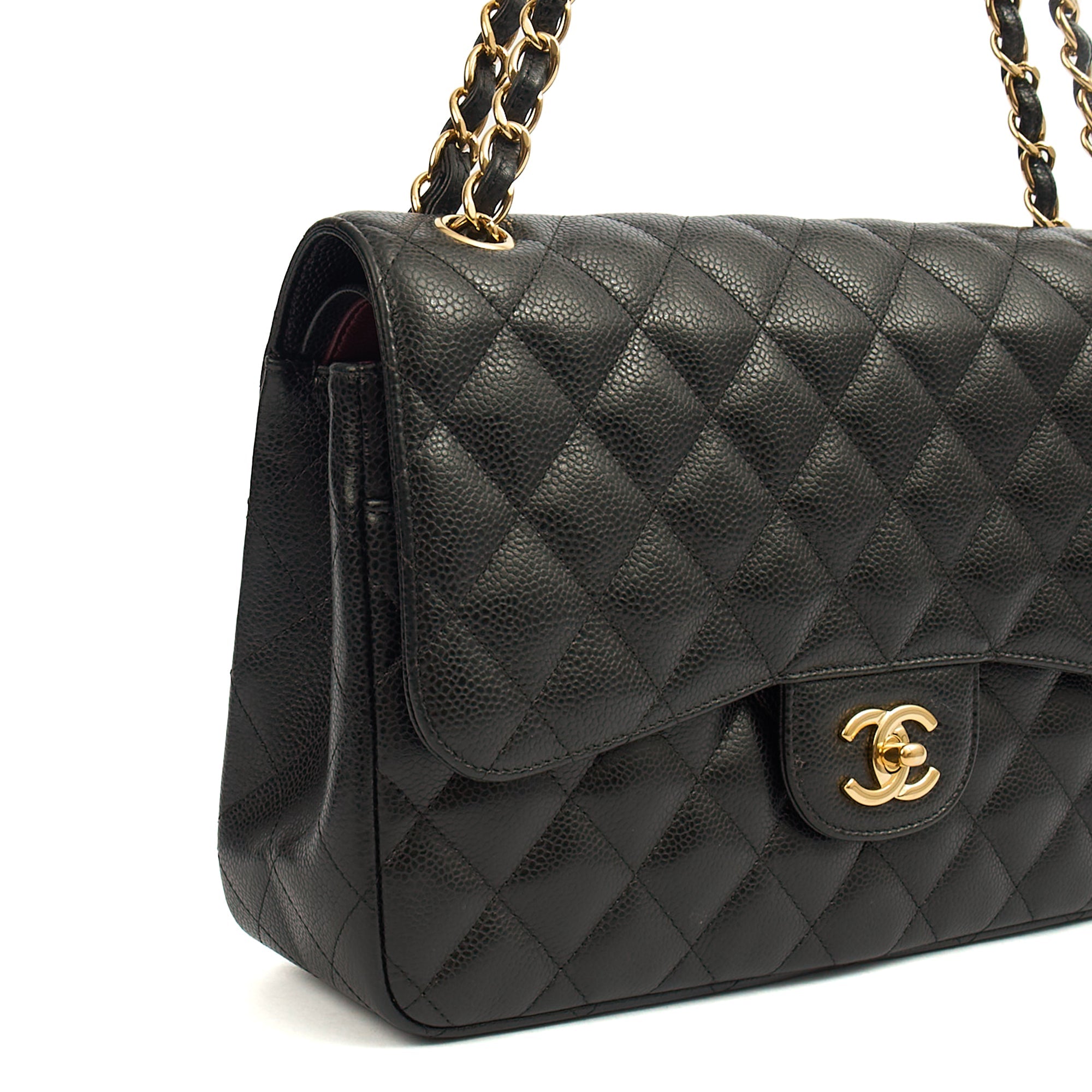 Chanel Shoulder Bag Classic Double Flap - Large in Black, Caviar Leather — Alternate View 9