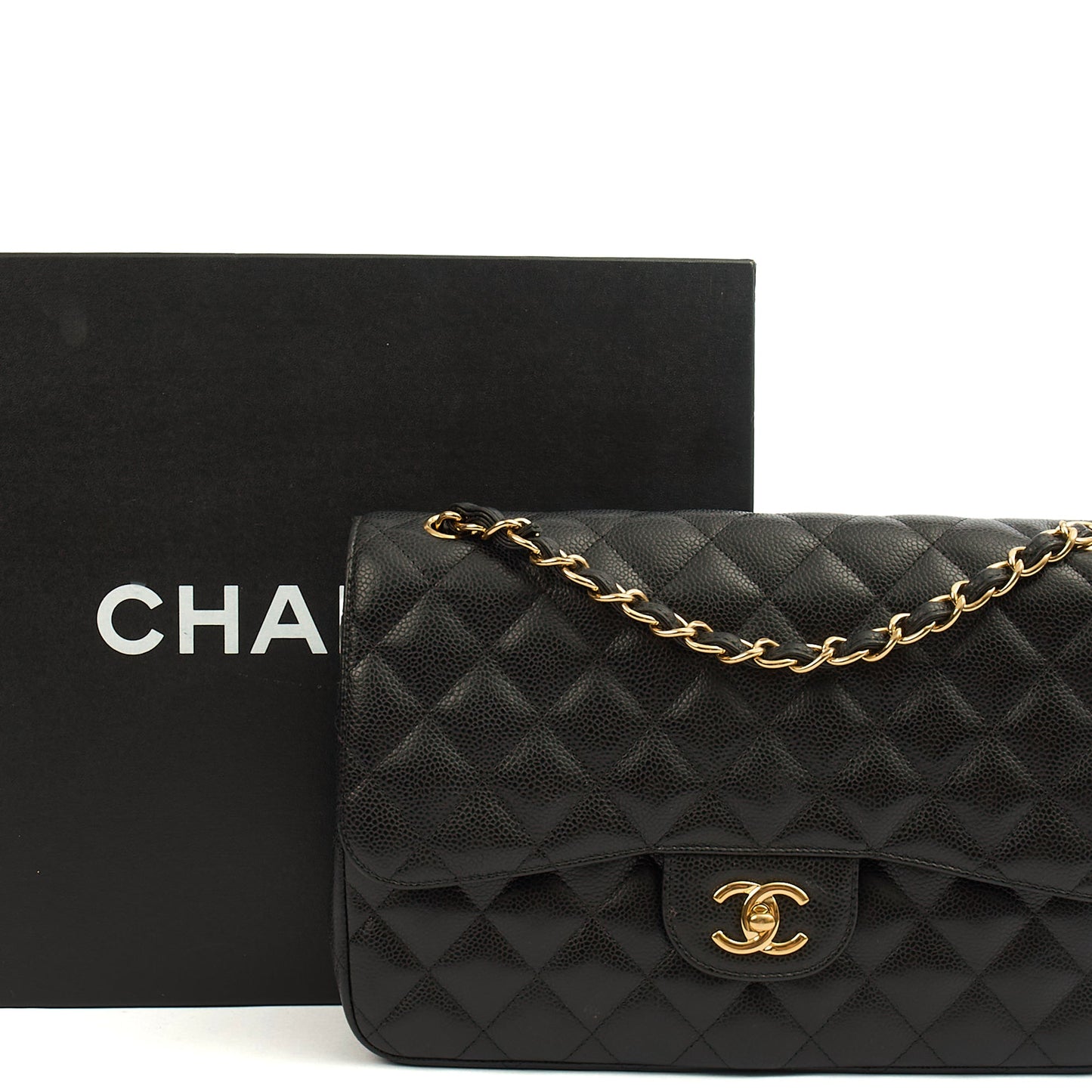 Chanel Shoulder Bag Classic Double Flap - Large in Black, Caviar Leather — Alternate View 18