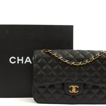 Chanel Shoulder Bag Classic Double Flap - Large in Black, Caviar Leather — Alternate View 18