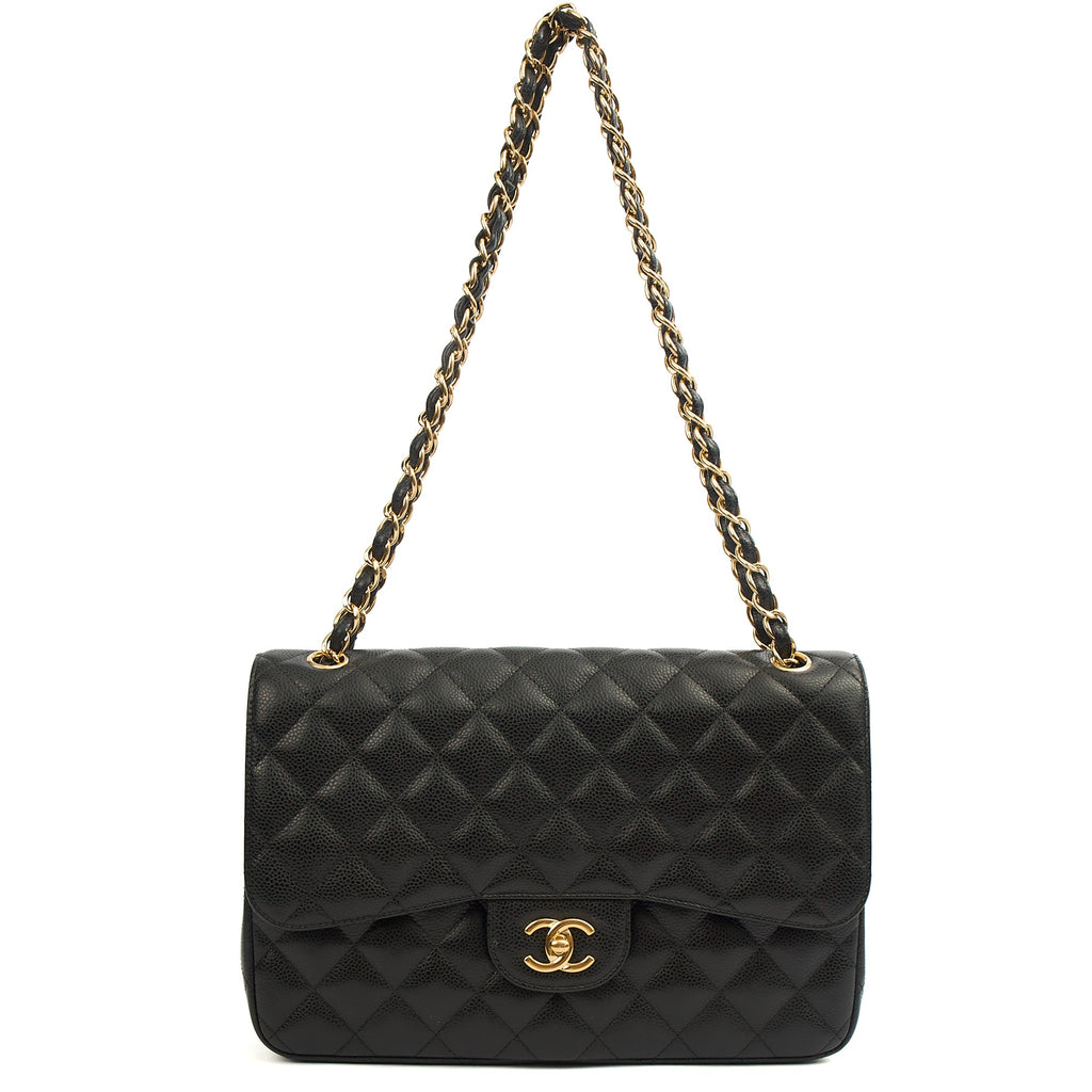 Chanel Shoulder Bag Classic Double Flap - Large in Black, Caviar Leather — Alternate View 17