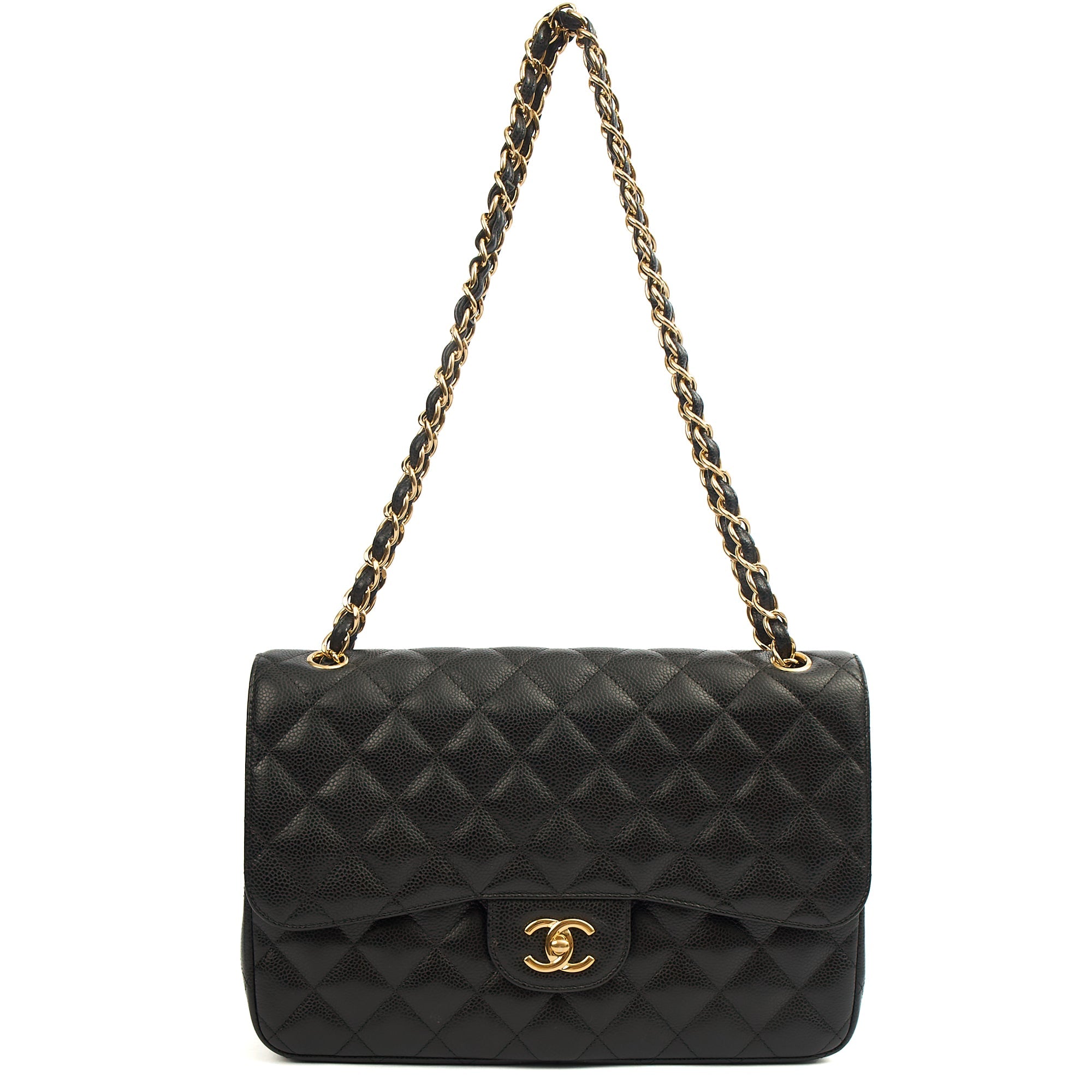 Chanel Shoulder Bag Classic Double Flap - Large in Black, Caviar Leather — Alternate View 17