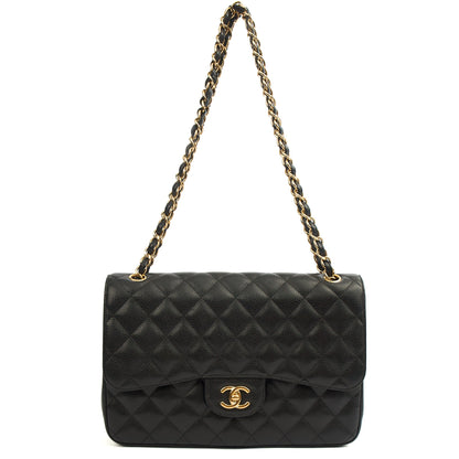 Chanel Shoulder Bag Classic Double Flap - Large in Black, Caviar Leather — Alternate View 17