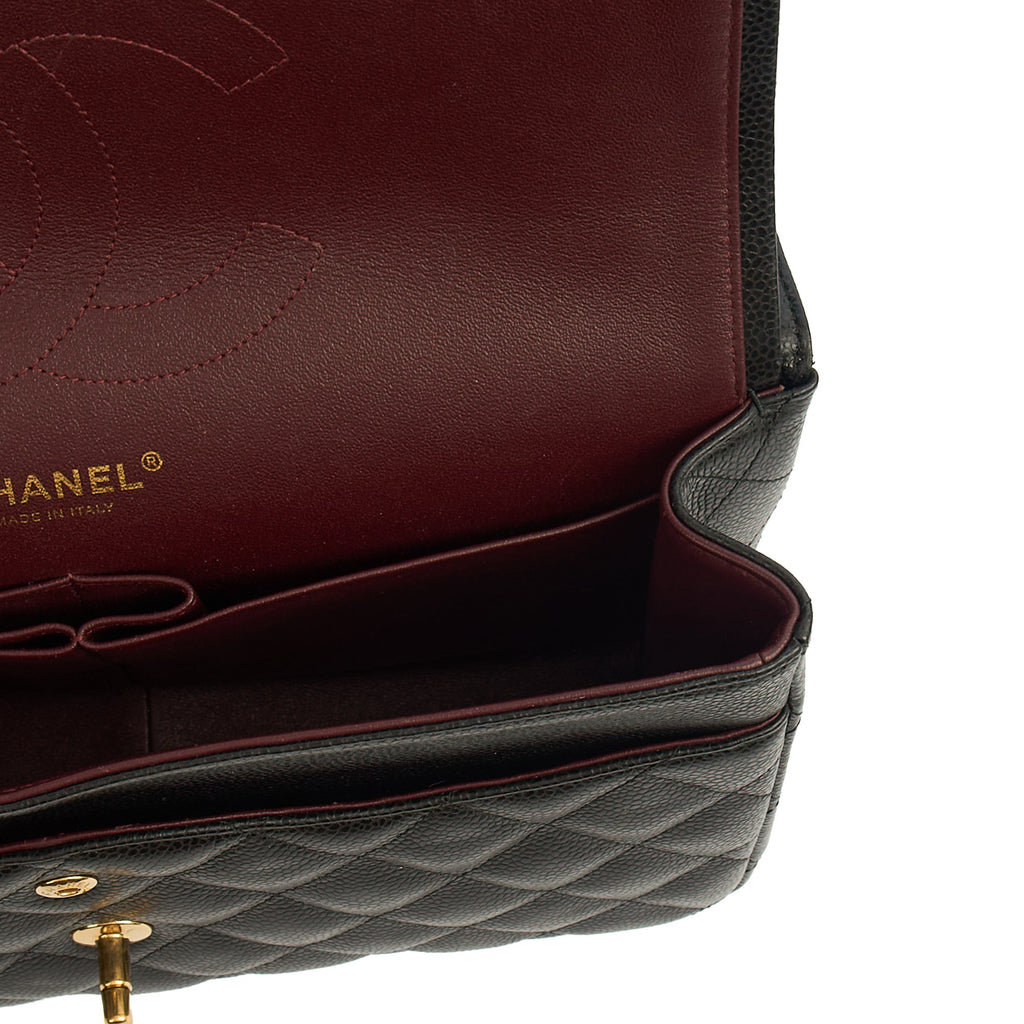 Chanel Shoulder Bag Classic Double Flap - Large in Black, Caviar Leather — Alternate View 24