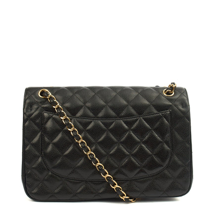 Chanel Shoulder Bag Classic Double Flap - Large in Black, Caviar Leather — Back View