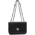 Chanel Shoulder Bag Flap Bag in Black, Calfskin Leather — Front View