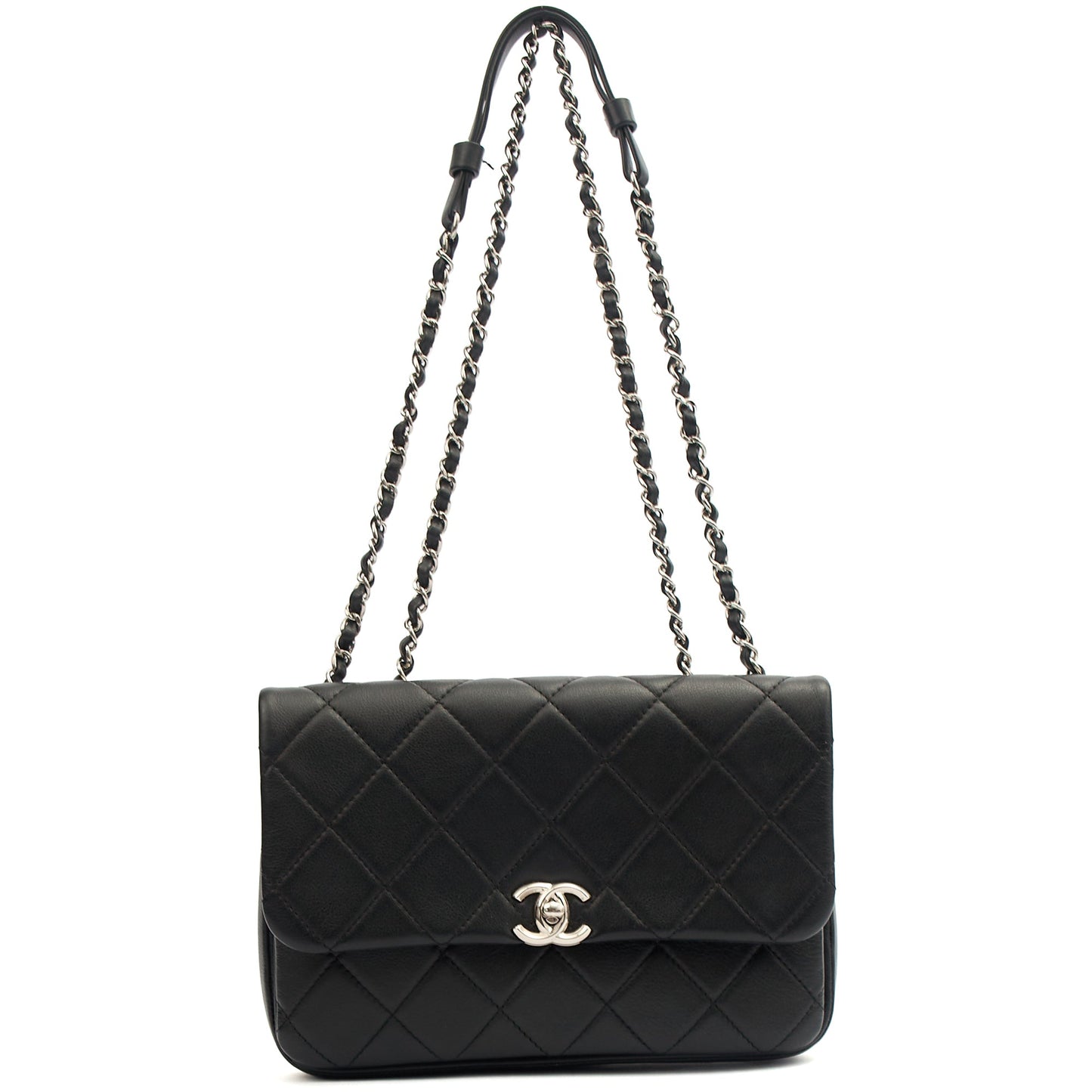 Chanel Shoulder Bag Flap Bag in Black, Calfskin Leather — Alternate View 11