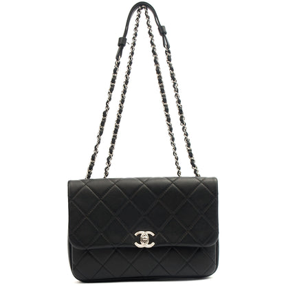 Chanel Shoulder Bag Flap Bag in Black, Calfskin Leather — Alternate View 11