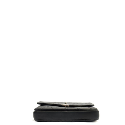 Chanel Shoulder Bag Flap Bag in Black, Calfskin Leather — Top View