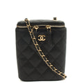 Chanel Cross Body Vanity Case - Mini in Black, Caviar Leather — Front View