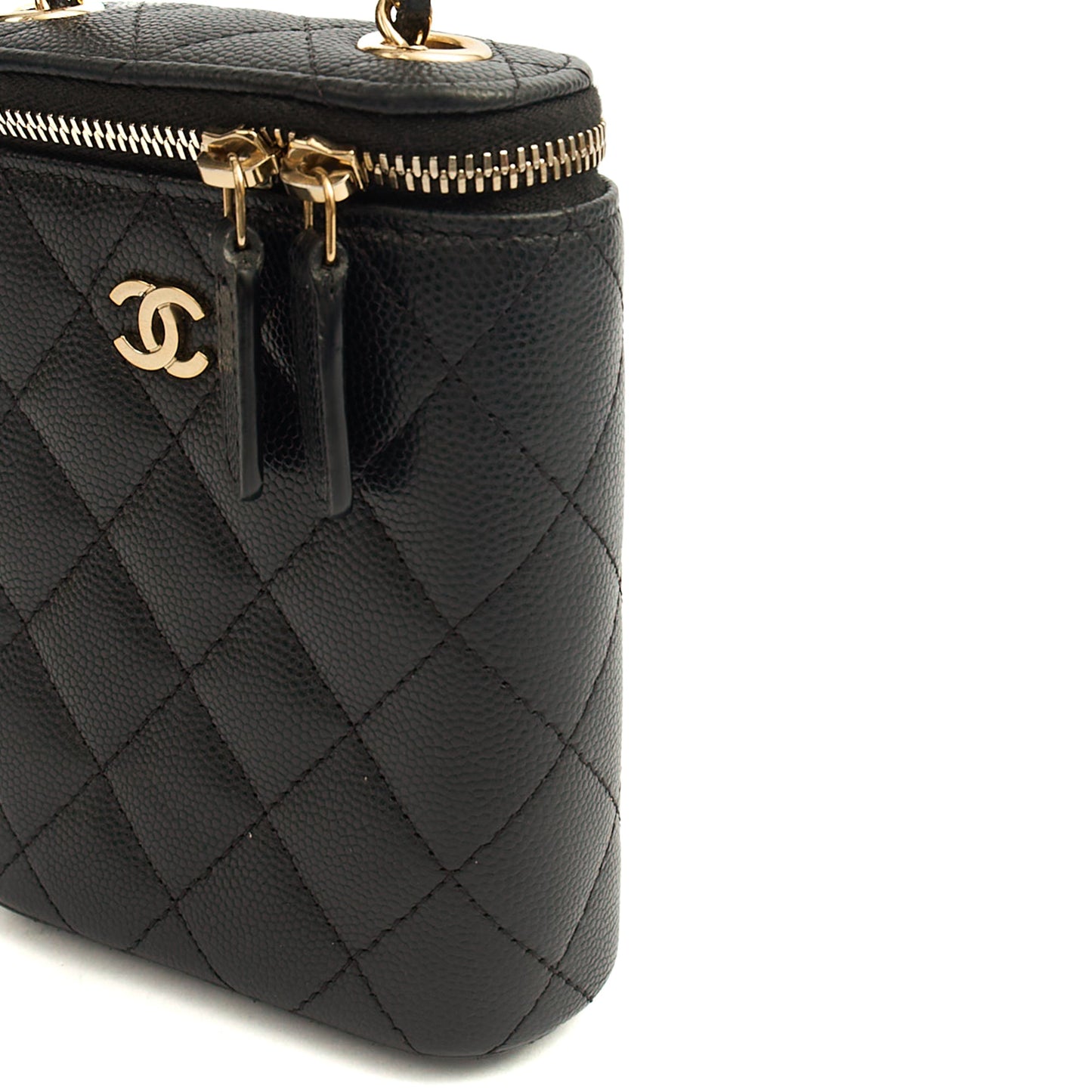 Chanel Cross Body Vanity Case - Mini in Black, Caviar Leather — Alternate View 9