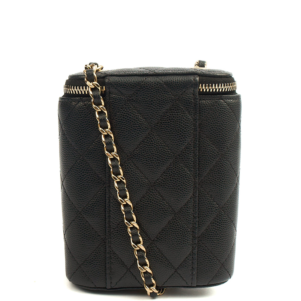 Chanel Cross Body Vanity Case - Mini in Black, Caviar Leather — Top View