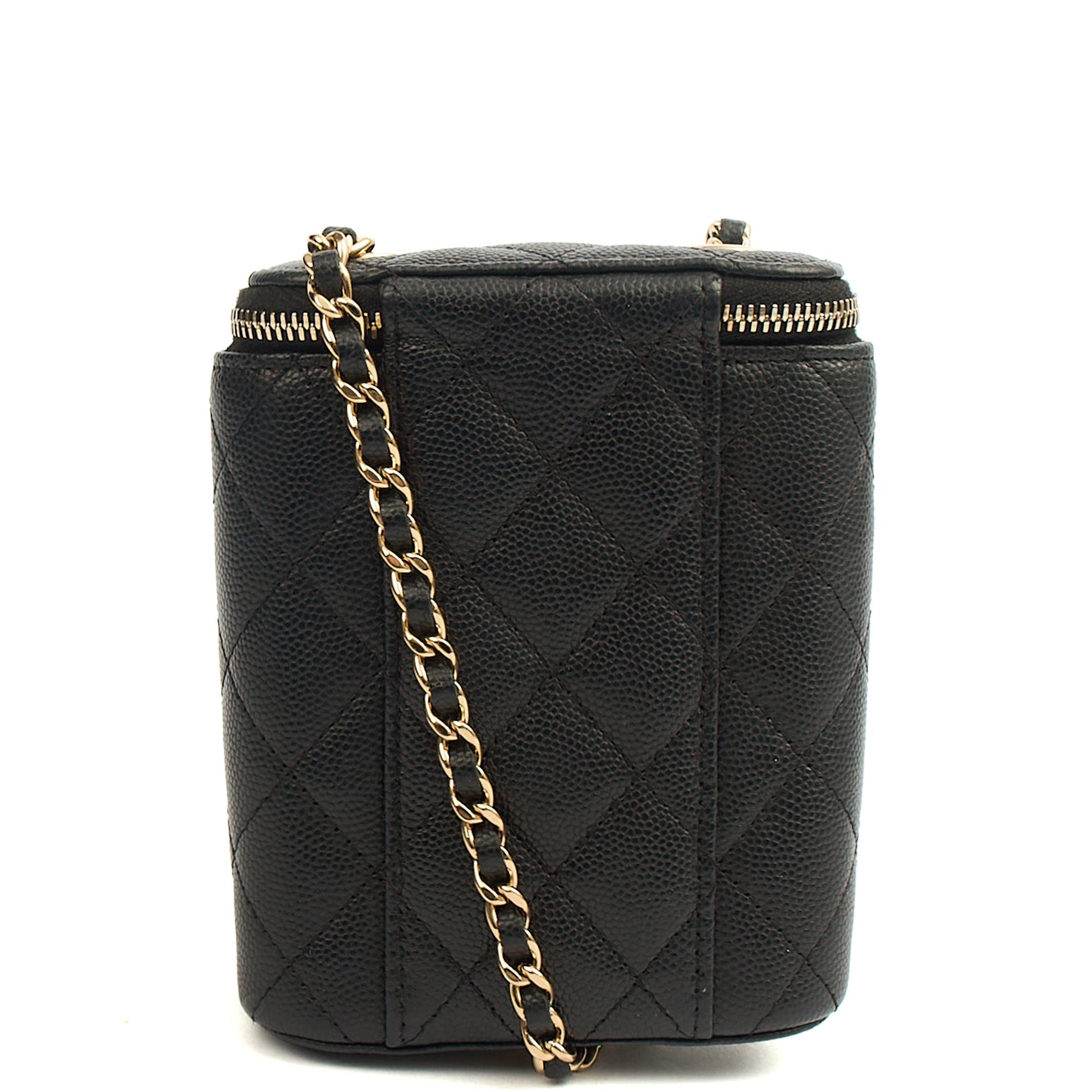 Chanel Cross Body Vanity Case - Mini in Black, Caviar Leather — Top View