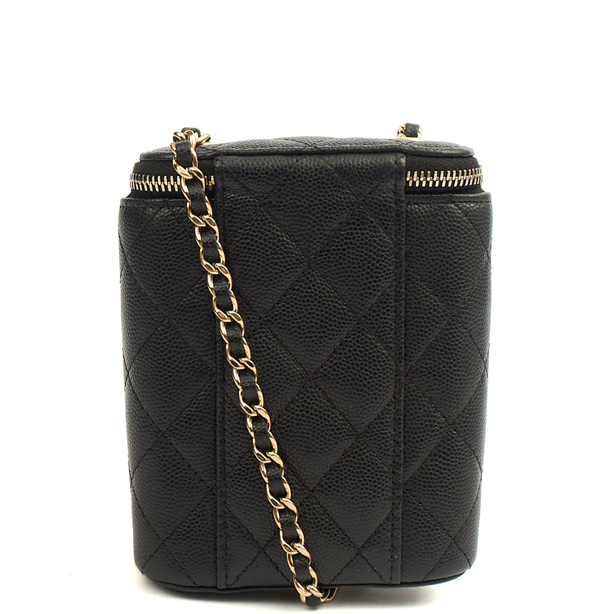 Chanel Cross Body Vanity Case - Mini in Black, Caviar Leather — Top View