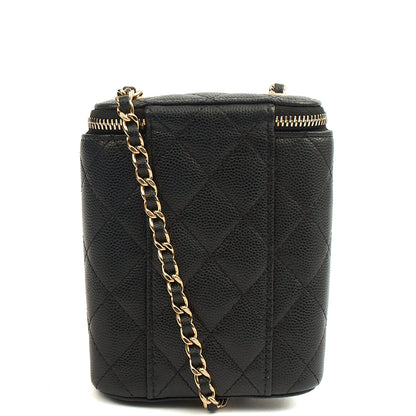 Chanel Cross Body Vanity Case - Mini in Black, Caviar Leather — Top View