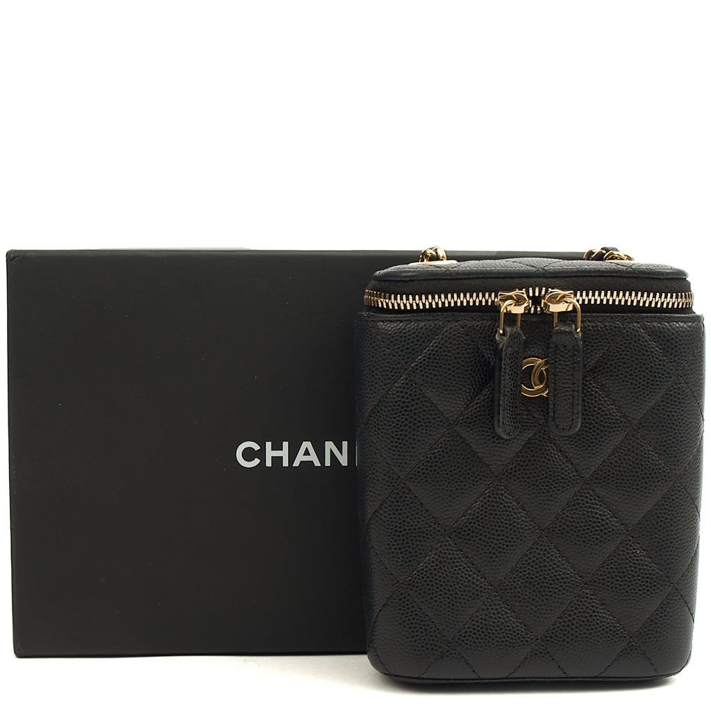 Chanel Cross Body Vanity Case - Mini in Black, Caviar Leather — Side View