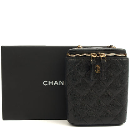 Chanel Cross Body Vanity Case - Mini in Black, Caviar Leather — Side View