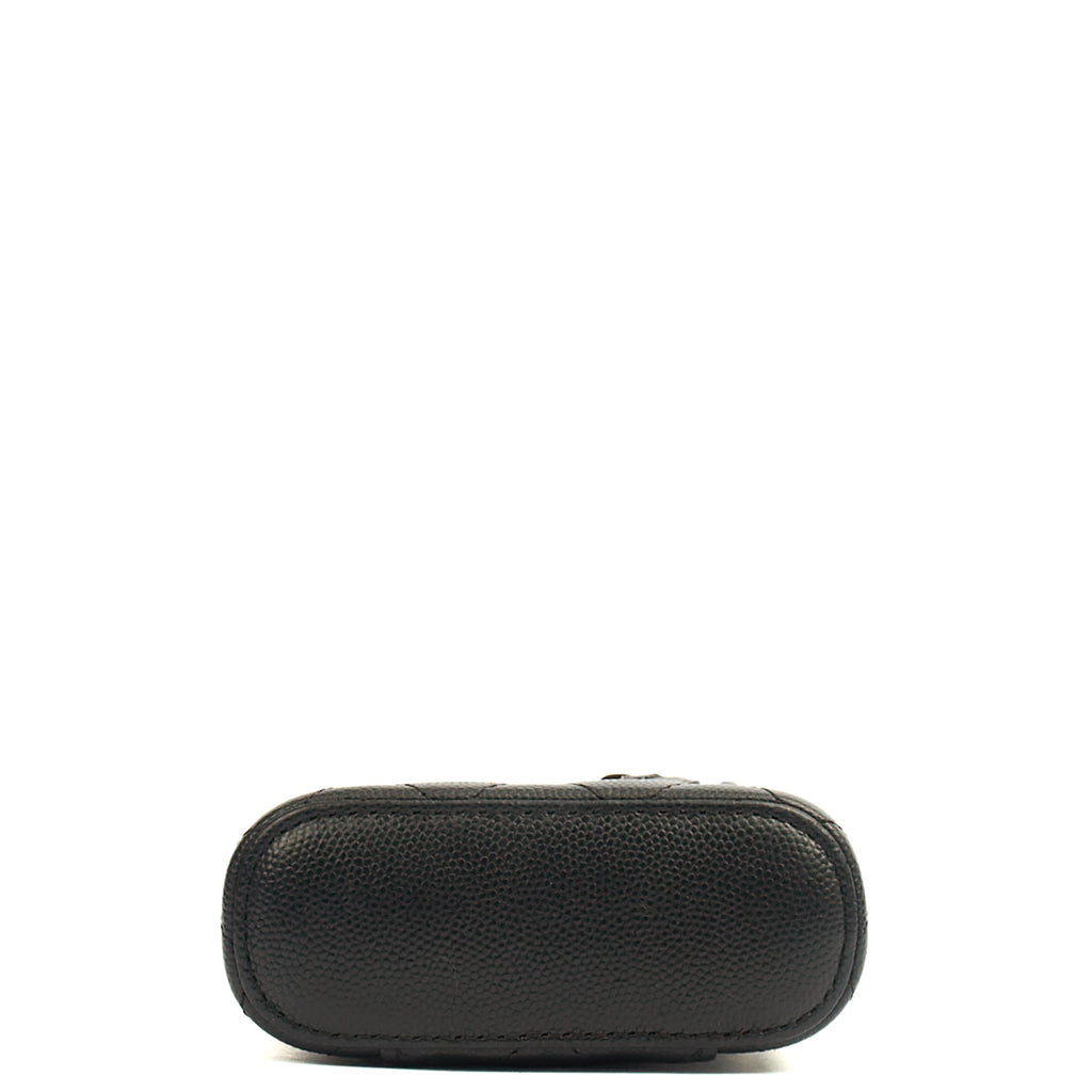 Chanel Cross Body Vanity Case - Mini in Black, Caviar Leather — Detail View
