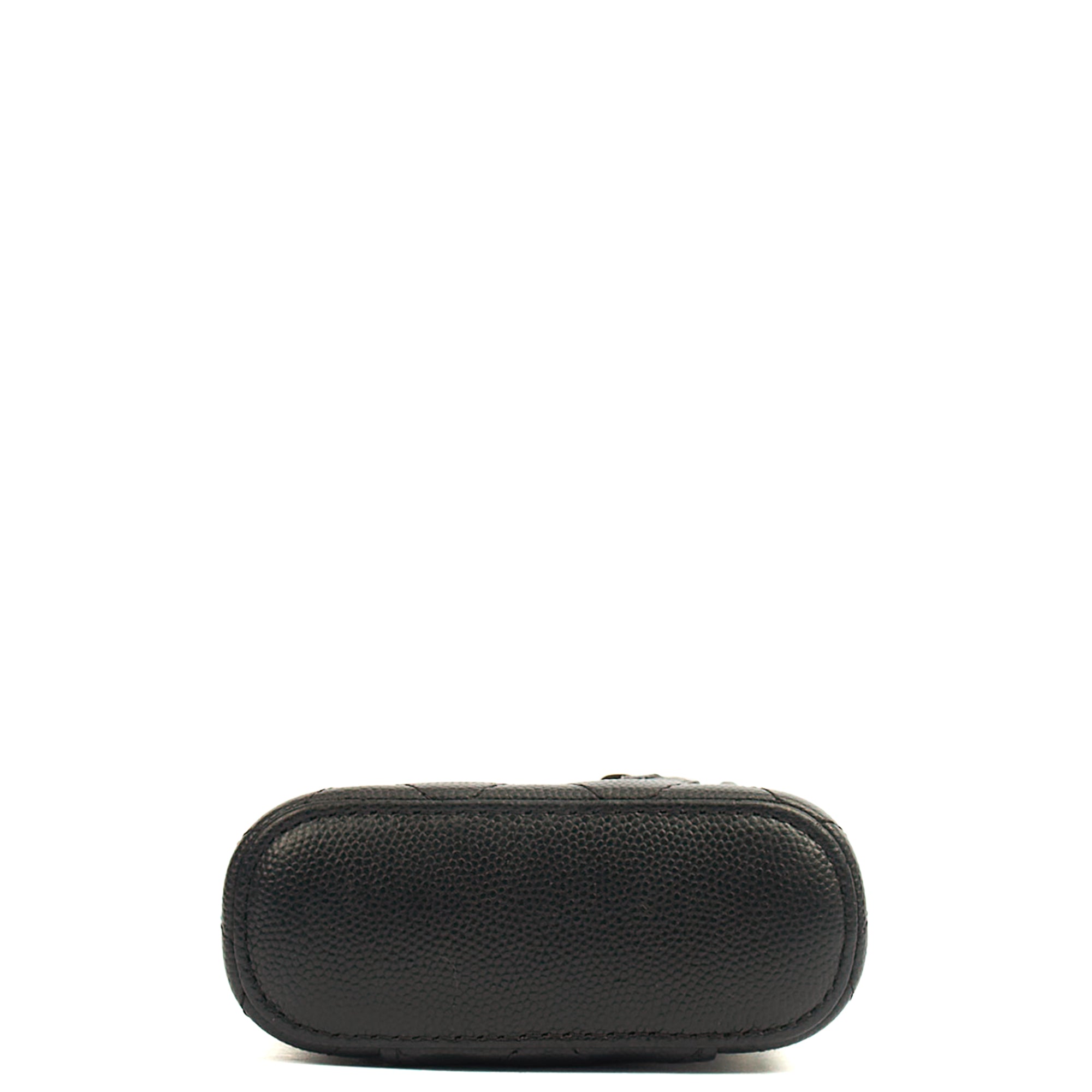 Chanel Cross Body Vanity Case - Mini in Black, Caviar Leather — Detail View