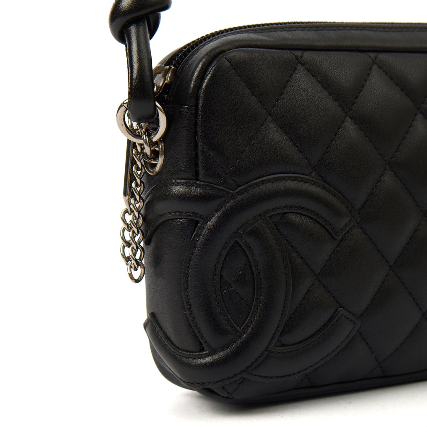 Chanel Shoulder Bag Cambon Pochette in Black, Leather — Lifestyle View
