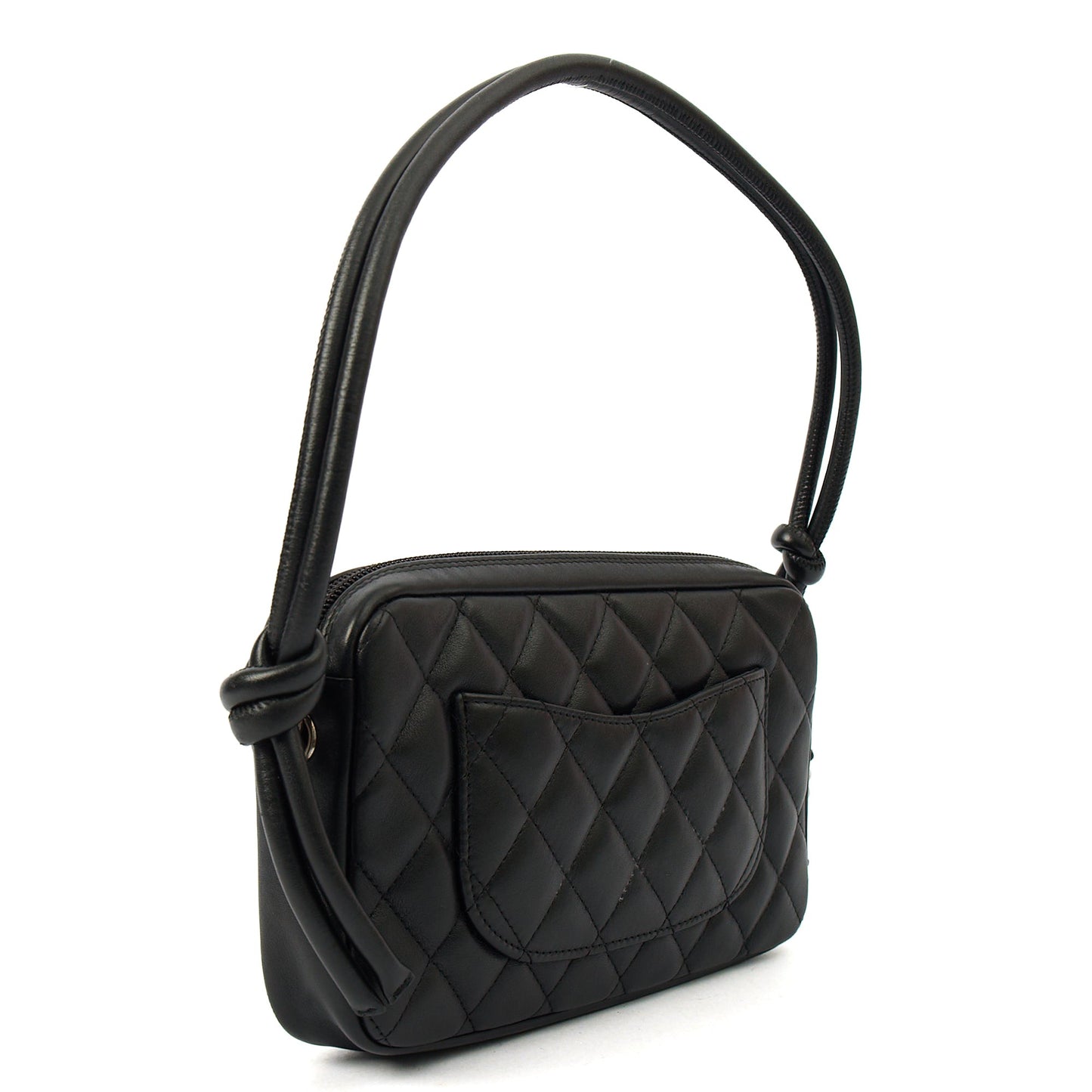 Chanel Shoulder Bag Cambon Pochette in Black, Leather — Back View