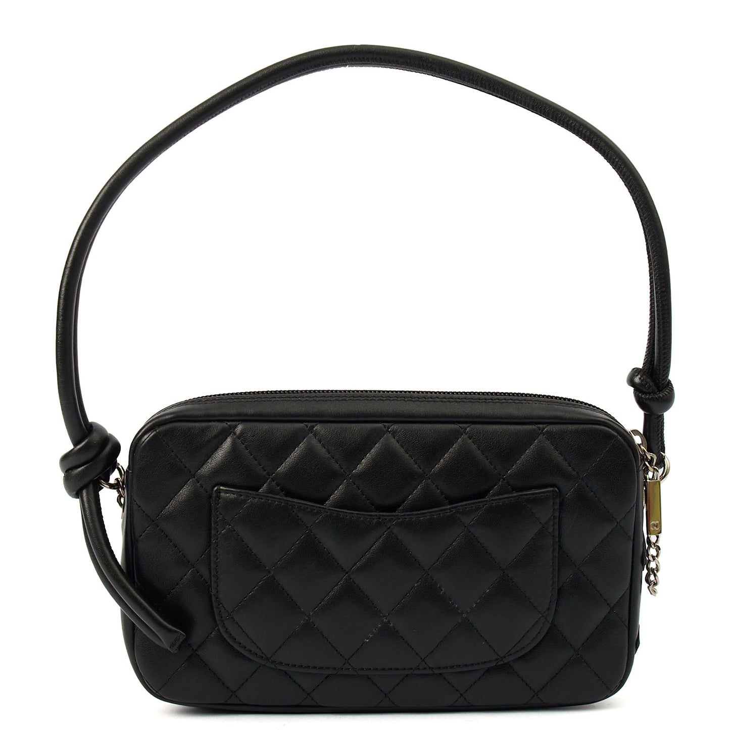 Chanel Shoulder Bag Cambon Pochette in Black, Leather — Top View