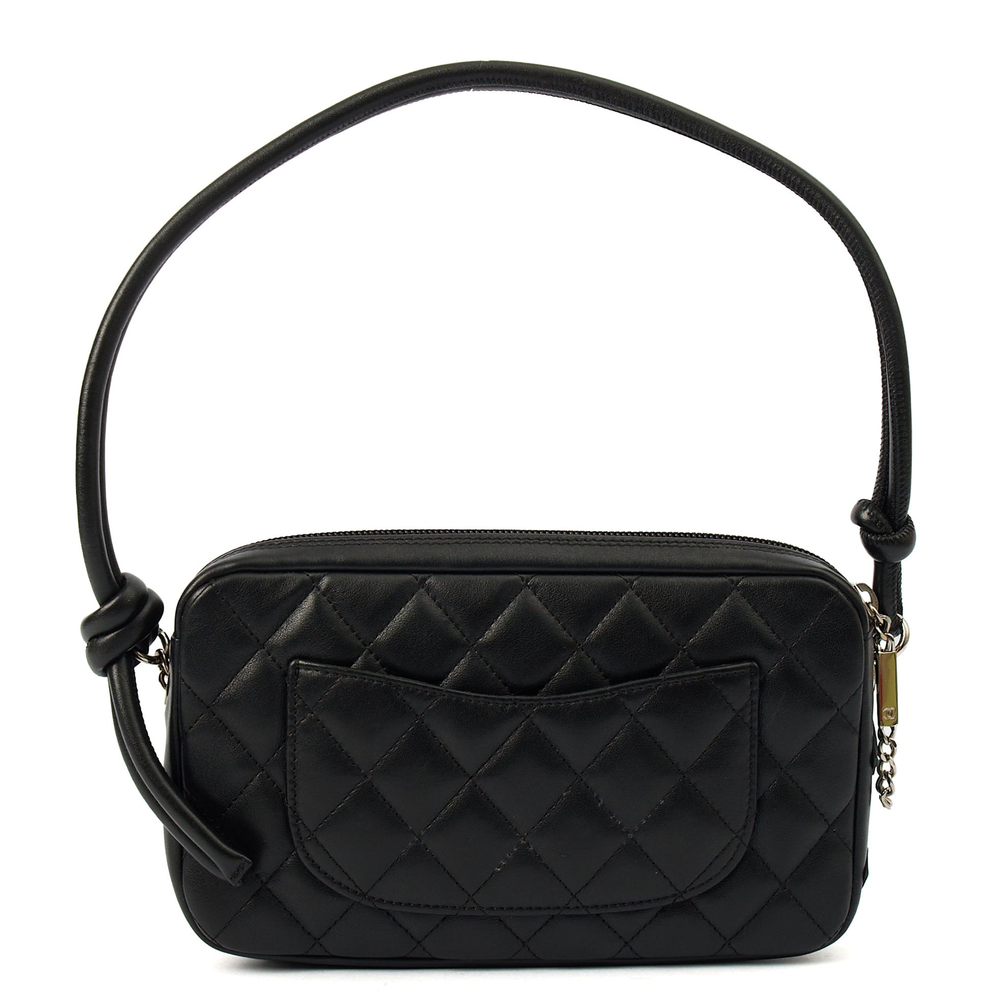 Chanel Shoulder Bag Cambon Pochette in Black, Leather — Top View