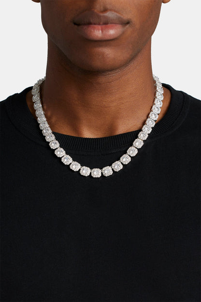 Cernucci Clustered Tennis Chain - 10mm - White — 18" — Front View