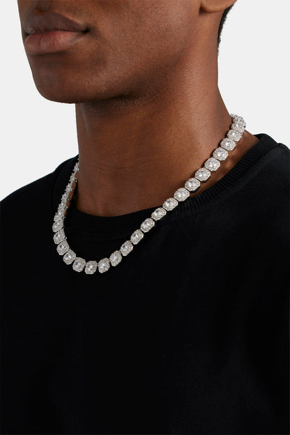 Cernucci Clustered Tennis Chain - 10mm - White — 18" — Back View