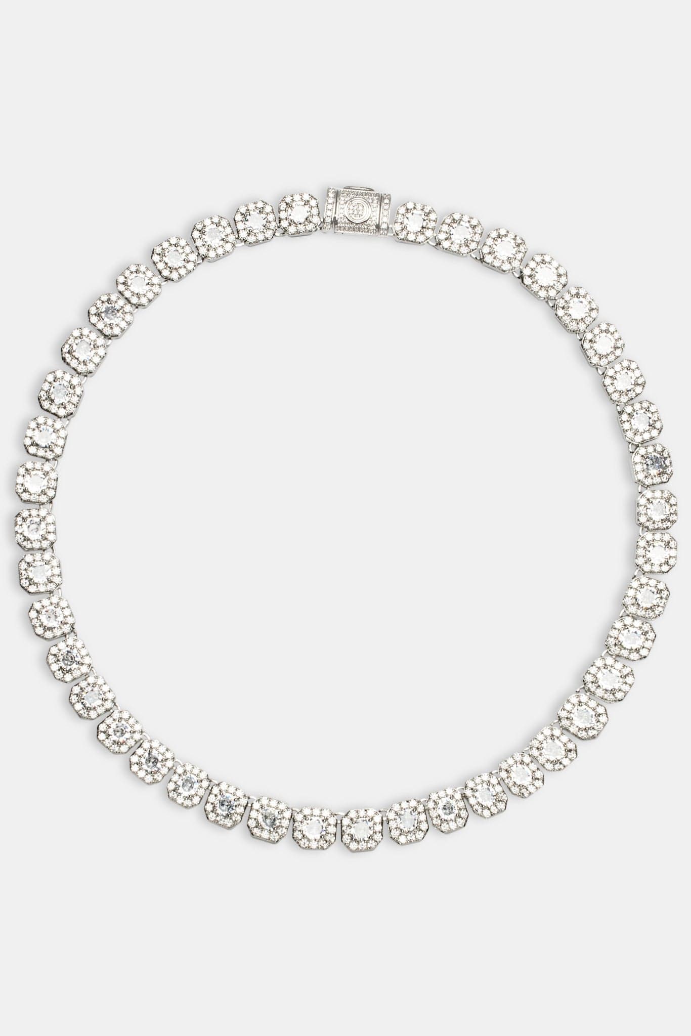 Cernucci Clustered Tennis Chain - 10mm - White — 18" — Top View