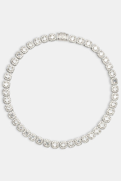 Cernucci Clustered Tennis Chain - 10mm - White — 18" — Top View