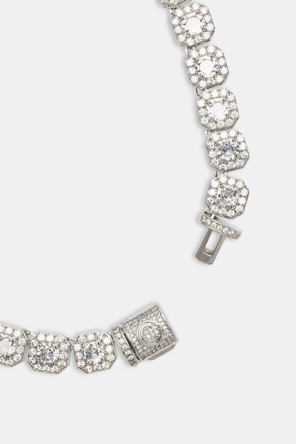 Cernucci Clustered Tennis Chain - 10mm - White — 18" — Detail View