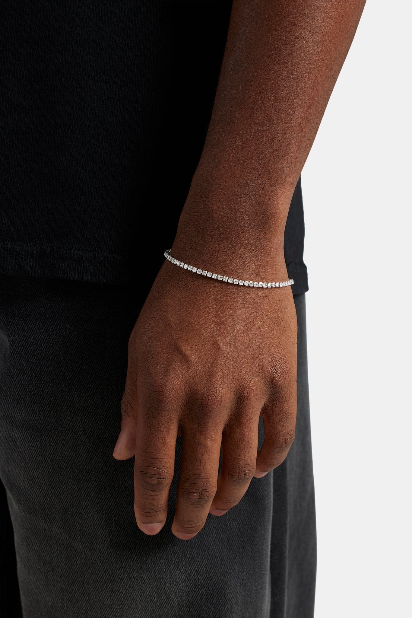 Cernucci Micro Tennis Bracelet - 2.5mm - White — 6" — Front View