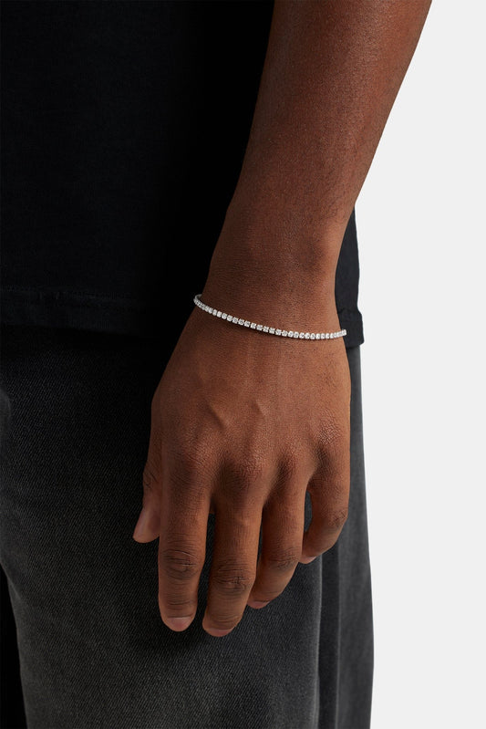 Cernucci Micro Tennis Bracelet - 2.5mm - White — 6" — Front View