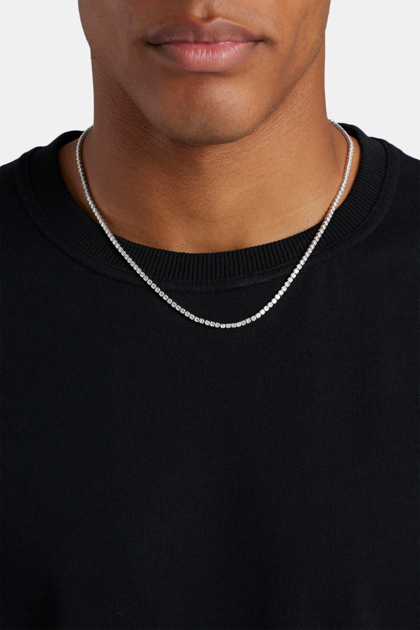 Cernucci 2.5mm Micro Tennis Chain — 16" — Front View