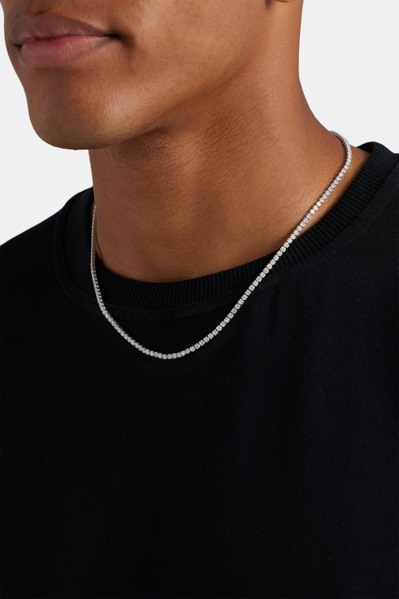 Cernucci 2.5mm Micro Tennis Chain — 16" — Back View