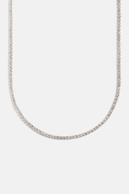 Cernucci 2.5mm Micro Tennis Chain — 16" — Side View