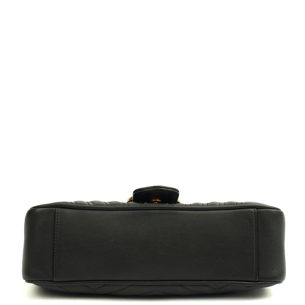 Gucci Cross Body Marmont Shoulder Flap Bag - Small in Black, Leather — Detail View