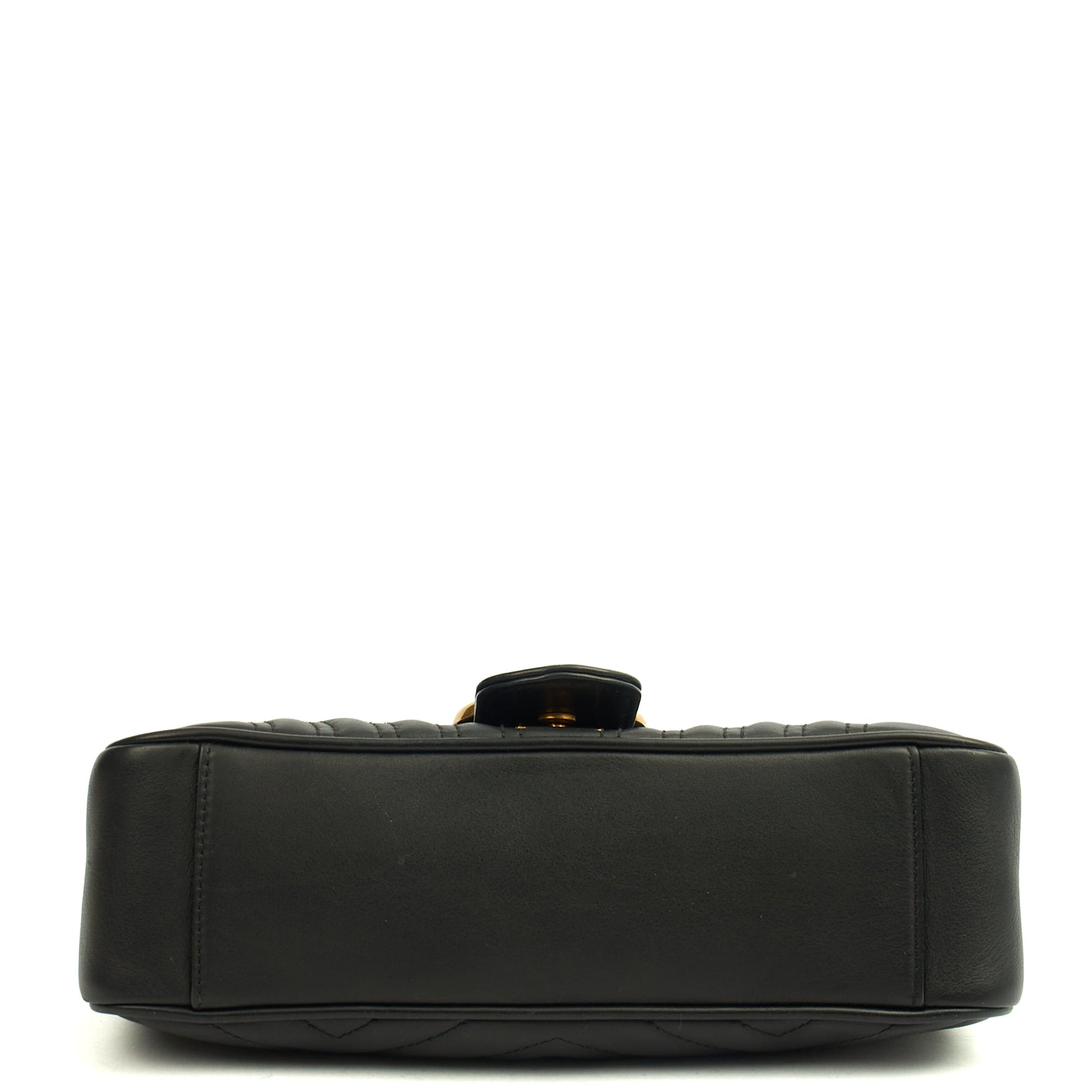 Gucci Cross Body Marmont Shoulder Flap Bag - Small in Black, Leather — Detail View
