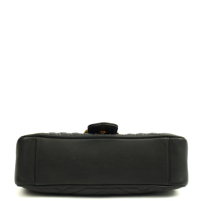 Gucci Cross Body Marmont Shoulder Flap Bag - Small in Black, Leather — Detail View