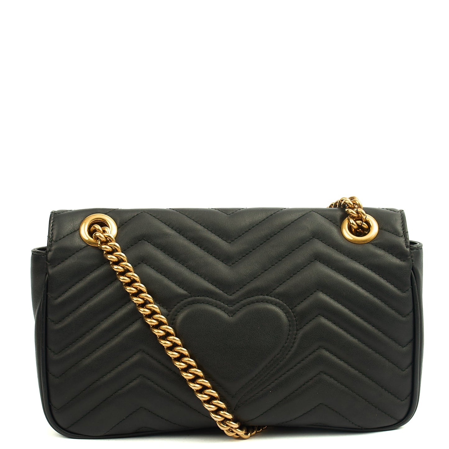 Gucci Cross Body Marmont Shoulder Flap Bag - Small in Black, Leather — Top View