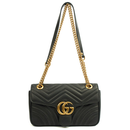 Gucci Cross Body Marmont Shoulder Flap Bag - Small in Black, Leather — Lifestyle View