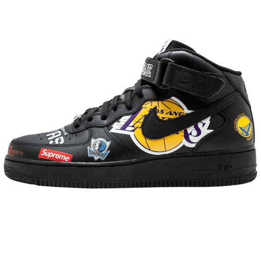 Supreme x NBA x Air Force 1 Mid 07 'Black' — UK 3 | EU 35.5 | US 3.5 — Front View