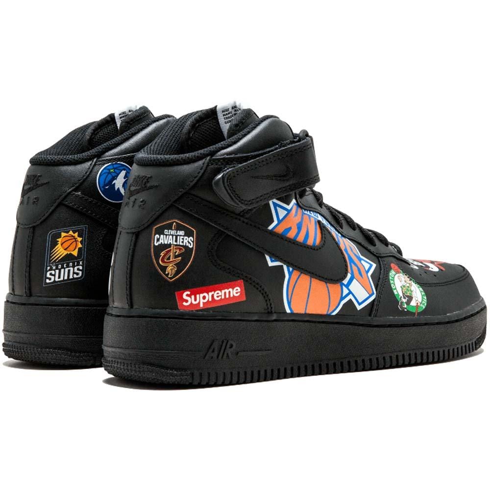 Supreme x NBA x Air Force 1 Mid 07 'Black' — UK 3 | EU 35.5 | US 3.5 — Back View