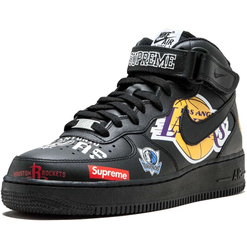 Supreme x NBA x Air Force 1 Mid 07 'Black' — UK 3 | EU 35.5 | US 3.5 — Top View