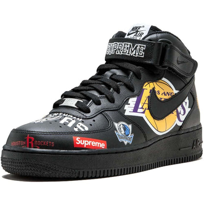 Supreme x NBA x Air Force 1 Mid 07 'Black' — UK 3 | EU 35.5 | US 3.5 — Top View