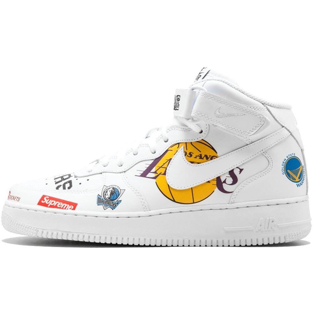 Supreme x NBA x Air Force 1 Mid 07 'White' — UK 3 | EU 35.5 | US 3.5 — Front View