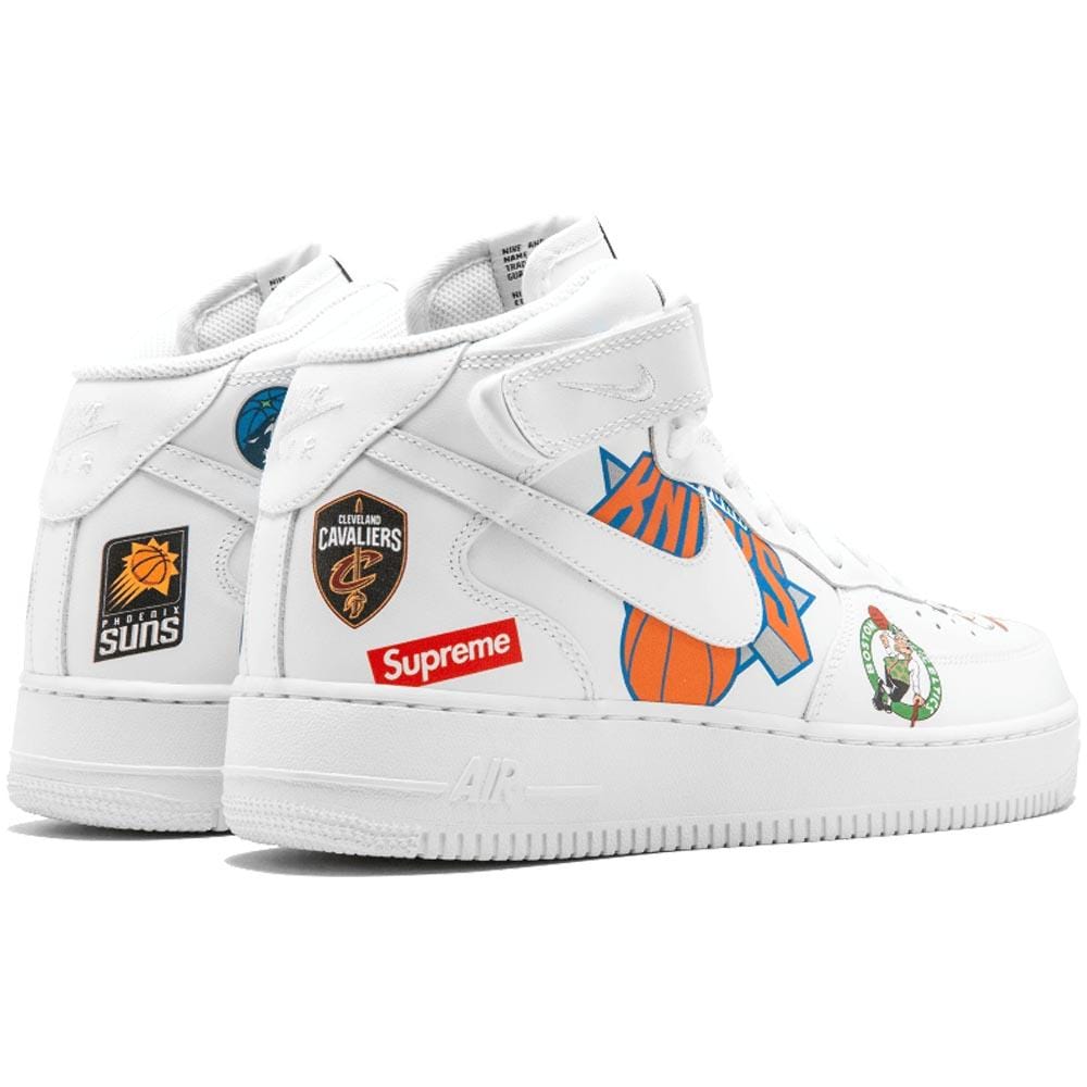 Supreme x NBA x Air Force 1 Mid 07 'White' — UK 3 | EU 35.5 | US 3.5 — Top View