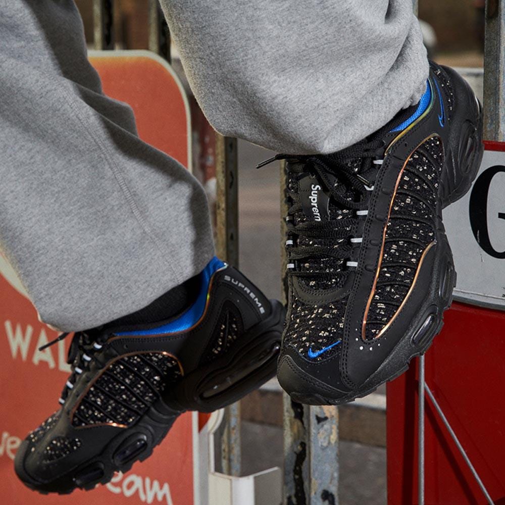Supreme x Nike Air Tailwind 4 Black — UK 3 | EU 35.5 | US 3.5 — Lifestyle View