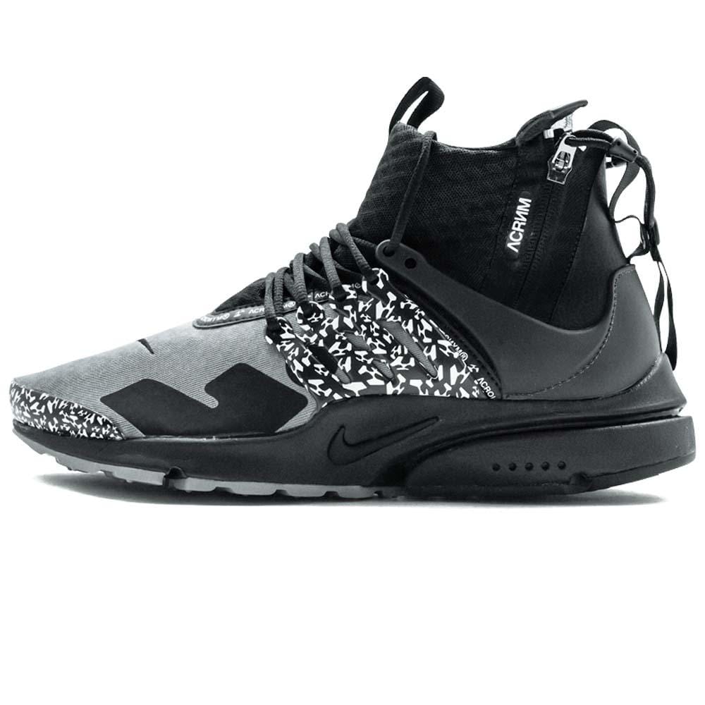 ACRONYM x Nike Air Presto Mid Grey Black — UK 3 | EU 35.5 | US 3.5 — Front View