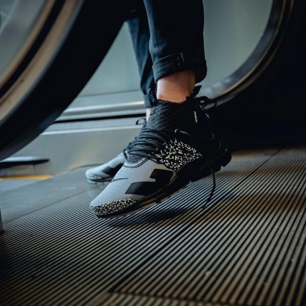 ACRONYM x Nike Air Presto Mid Grey Black — UK 3 | EU 35.5 | US 3.5 — Back View